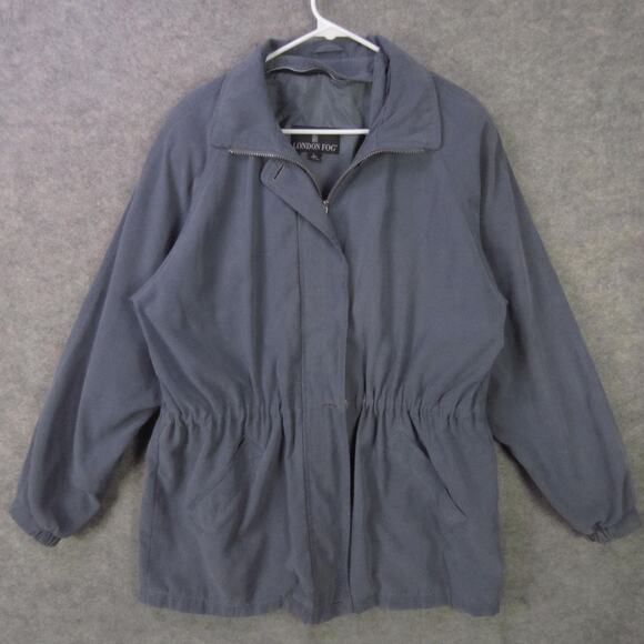 London Fog Jacket Mens Large Blue Gray Full Zip Elastic Waist Raglan Casual - Picture 1 of 7